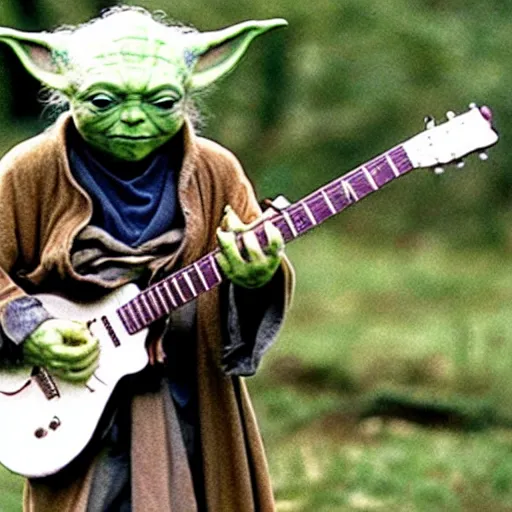 Image similar to yoda performing at woodstock