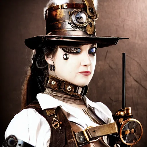 Image similar to photo of a female steampunk warrior