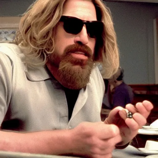 Image similar to Live Action Still of Jerma985 in The Big Lebowski, real life, hyperrealistic, ultra realistic, realistic, highly detailed, epic, HD quality, 8k resolution, body and headshot, film still