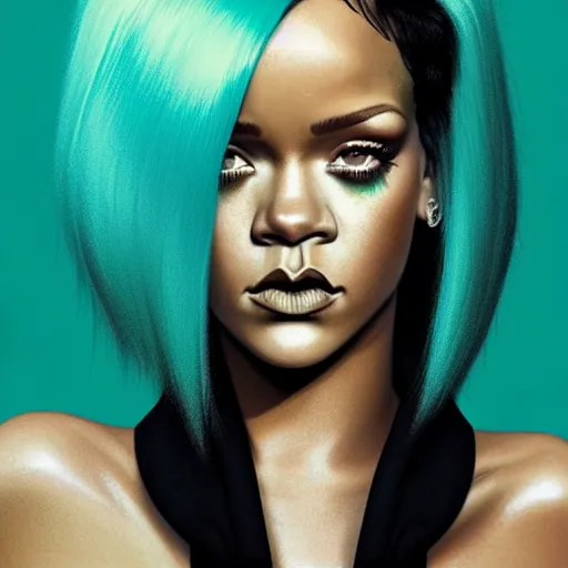 Prompt: Rihanna profile picture by Greg Rutkowski, mod green Bob wig, hooded fur coat, asymmetrical, futuristic, volumetric lights, streetwear, studio ghibli, Organic Painting , Matte Painting, geometric shapes, hard edges, trending on the artstation, fantasy LUT, realistic by Sachin Teng + Martin Grip + Moebius + Patrick Gleason, smooth, sharp focus, illustration, art by John Collier and Albert Aublet and Krenz Cushart and Artem Demura and Alphonse Mucha, techwear, Industrial Scifi, detailed illustration, character portrait,