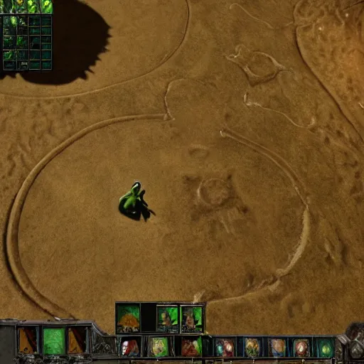 Image similar to Videogame render of Kermit inside Path of exile screenshot, symmetry accurate features