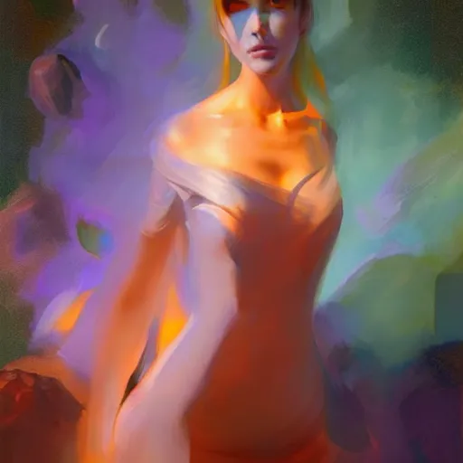 Image similar to ancient spice sorceress by yanjun cheng, alex ross, artgerm, floating, magic energy, wide angle, iridescent, pinterest