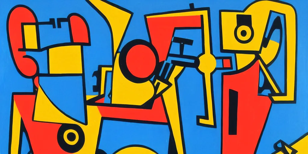 Image similar to A new painting by Fortunato Depero depicting a robot