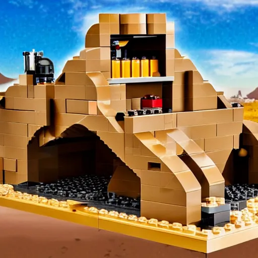 Prompt: lego desert fortress siege