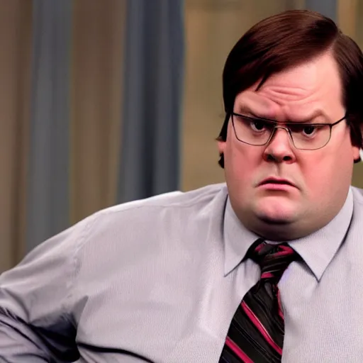 Image similar to dwight schrute pretending to be brian baumgartner