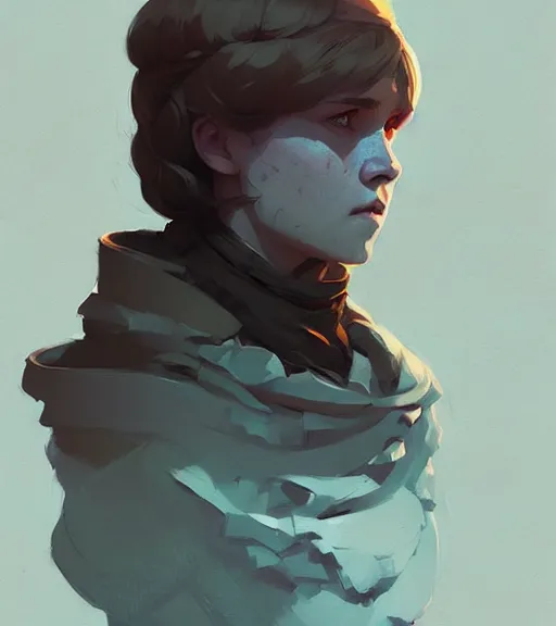 Image similar to portrait of a traitor ( game of thrones ) by atey ghailan, by greg rutkowski, by greg tocchini, by james gilleard, by joe fenton, by kaethe butcher, dynamic lighting, gradient light blue, brown, blonde cream and white color scheme, grunge aesthetic