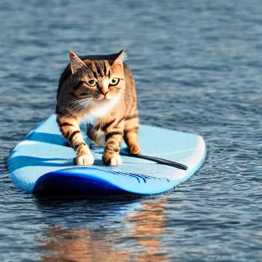 Image similar to a cat doing paddlesurf