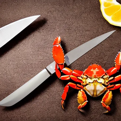 crab with knife, crab holding knife, crab brandishing | Stable ...