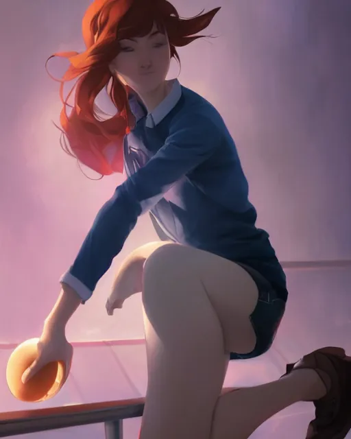 Prompt: a girl bowling, medium shot, visible face, detailed face, perfectly shaded, atmospheric lighting, by makoto shinkai, stanley artgerm lau, wlop, rossdraws