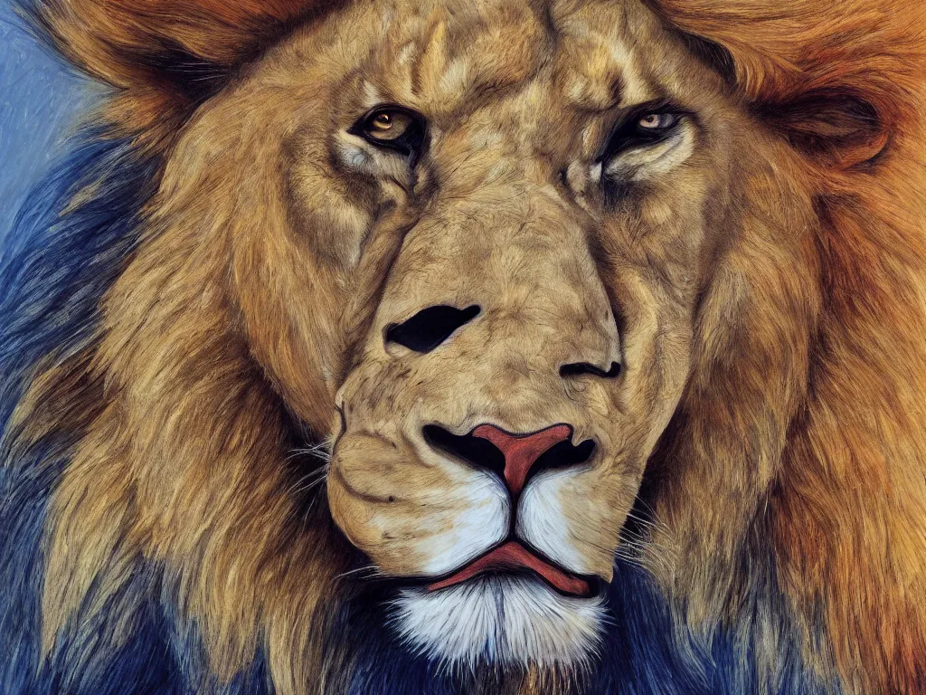 Image similar to an abstract portrait of an antropomorphic lion with a human face wearing a suit, photorealistic