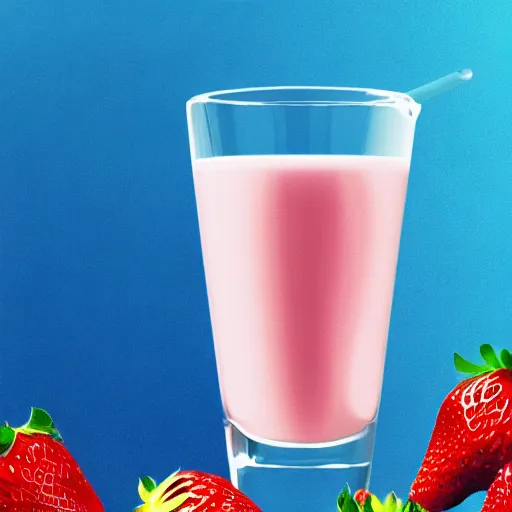 Prompt: a hyperdetailed strawberry and floating milk fluid poster, 4 k hd wallpaper illustration, package cover