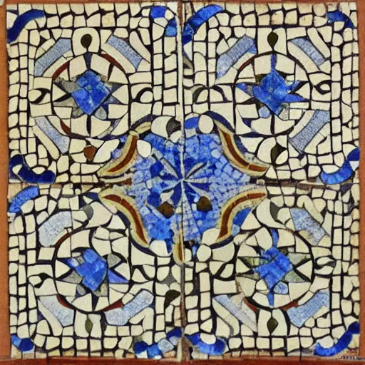 Prompt: a beautiful ancient roman mosaic of penrose tiles
