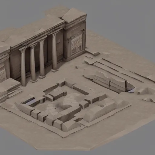 Image similar to low poly isometric version of the temple at petra,