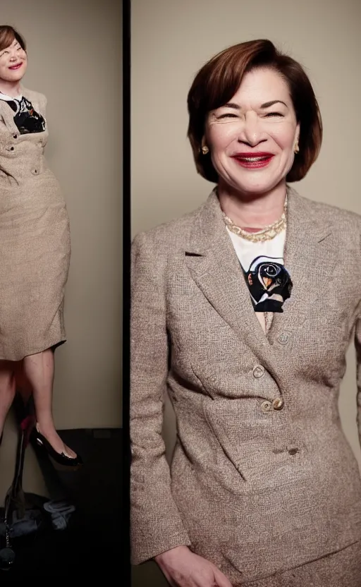 Prompt: amy klobuchar wearing vivienne westwood, photograph by terry richardson