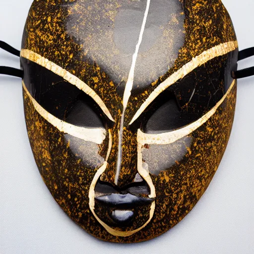 Image similar to Kintsugi marble Mask used in African cultural ceremony, 8k