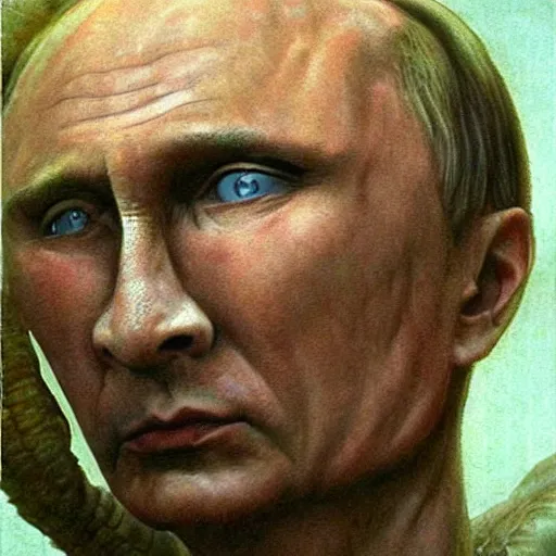 Prompt: portrait by giger of vladimir putin who became an giant lovecraftian worm, photo - realistic, color image, 2 k, highly detailed