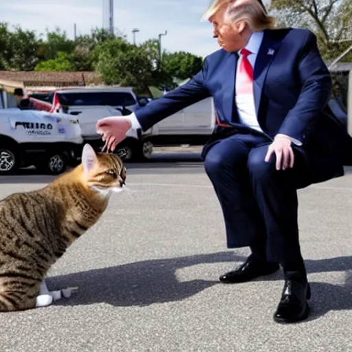 Image similar to cat astronaut gives a handshake to donald trump