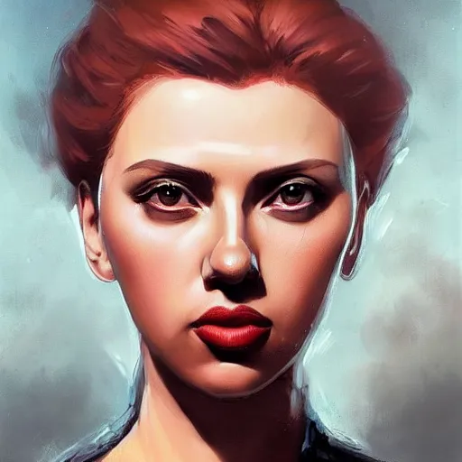 Prompt: portrait of nadezhda konstantinovna krupskaya as scarlett johansson in team fortress 2 style, epic, tragic, military art, fantasy, dieselpunk, hd shot, digital portrait, beautiful, artstation, comic style, by artgerm, guy denning, jakub rozalski, magali villeneuve and charlie bowater