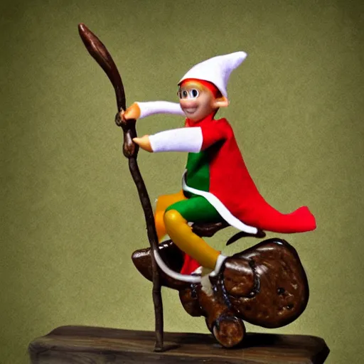 Prompt: an elf riding a bird, by scott gustafson - n 9