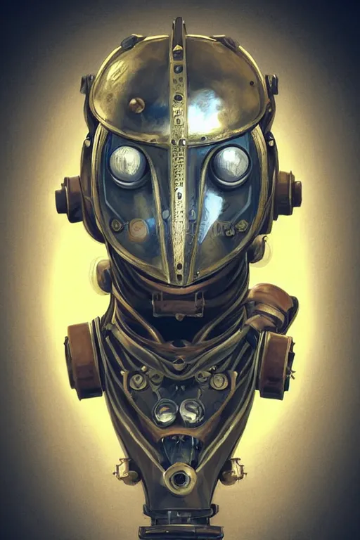 Image similar to steampunk helmet fantasy art mask robot ninja stylized digital illustration sharp focus, elegant intricate digital painting artstation concept art global illumination ray tracing advanced technology chaykin howard and campionpascale and cooke darwyn and davis jack