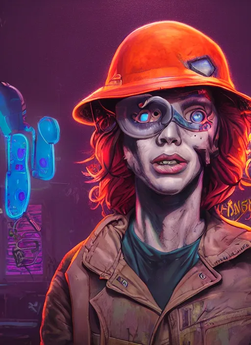 Prompt: A comic book style portrait painting of a vintage Mac in a post apocalyptic setting, with a psychedelic mushroom on the screen, unreal 5, DAZ, hyperrealistic, octane render, RPG portrait, dynamic lighting