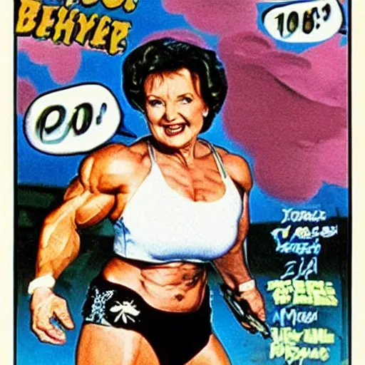 Image similar to buff betty white with huge muscles