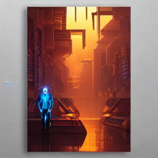 Image similar to ninja cyborgs portrait in cybercity, golden hour, poster by michael whelan and gilbert williams and evgeny lushpin and artgerm and alena aenami, highly detailed