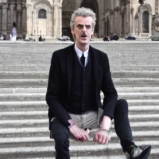 Image similar to portrait of peter capaldi visiting piazza del duomo milan