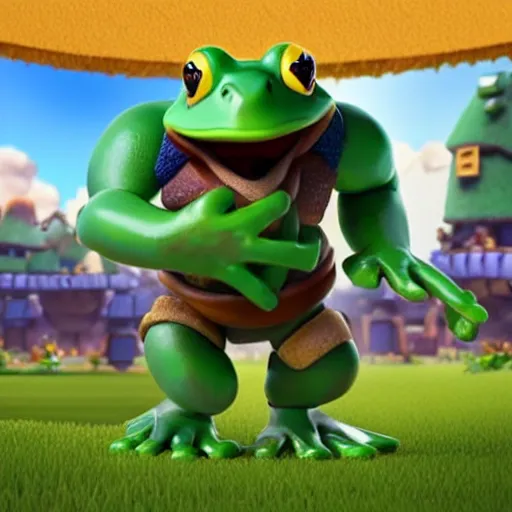 Image similar to giant frog, in the style of clash royale unit