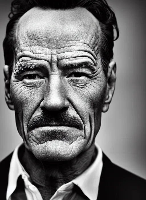 Image similar to photo of Bryan Cranston as Iron Man by Lee Jeffries, smile, detailed, award winning, Sony a7R