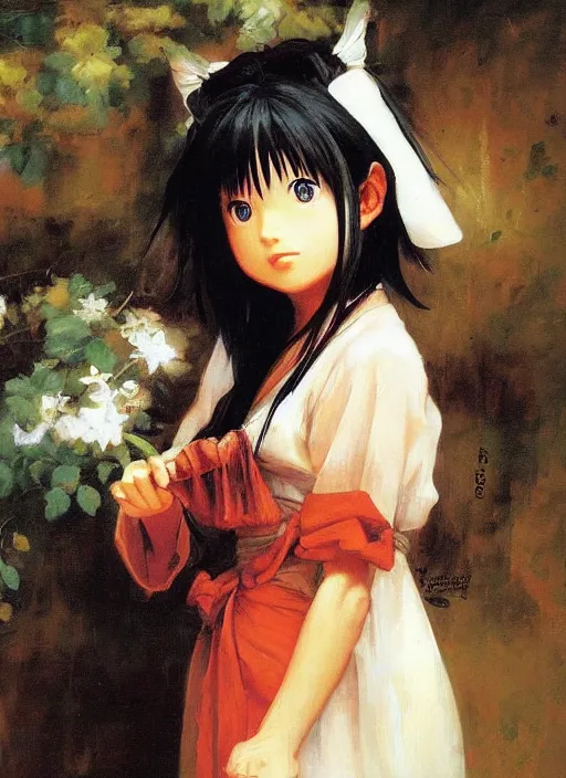 Prompt: kagome higurashi. by rembrandt, ( ( konstantin razumov ) )