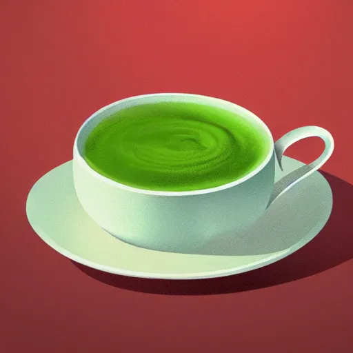 Image similar to A Cup of matcha green tea, detailed illustration, artstation, soft lighting, award winning masterpiece