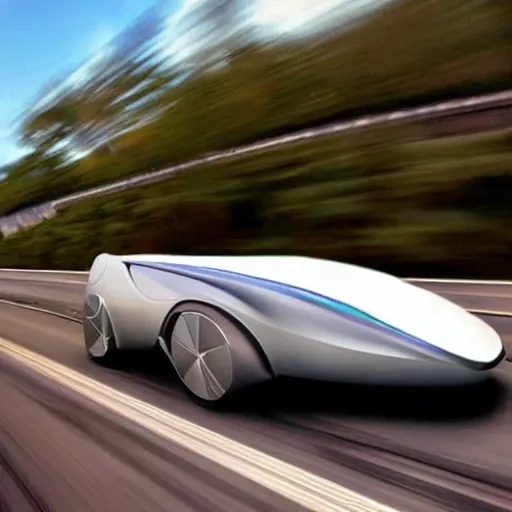 Image similar to a futuristic car speeding down the interstate