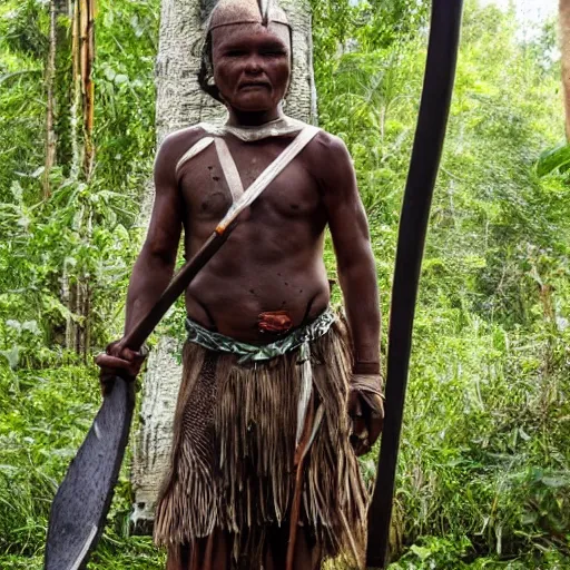 Prompt: photo of an amazon warrior with a giant axe