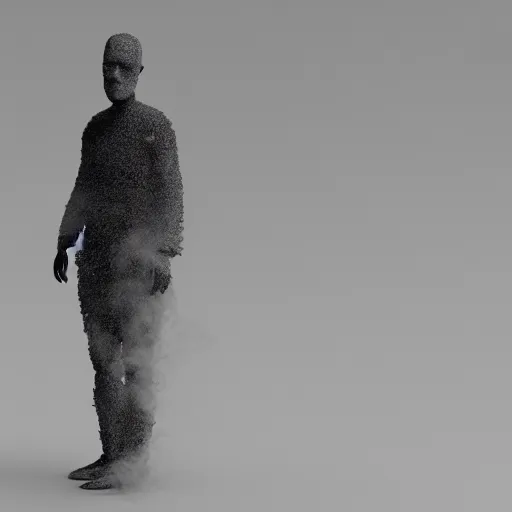 Image similar to man made of smoke simulation smoke particles octane render houdini mesh emitting particles