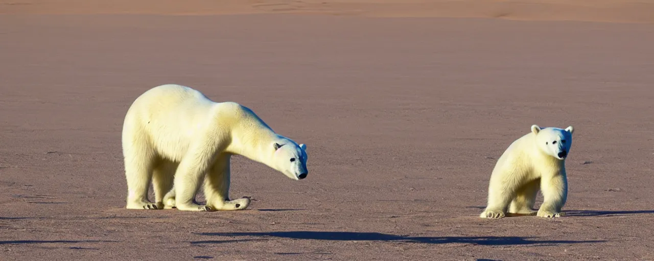 Prompt: Polar Bear in Sahara desert