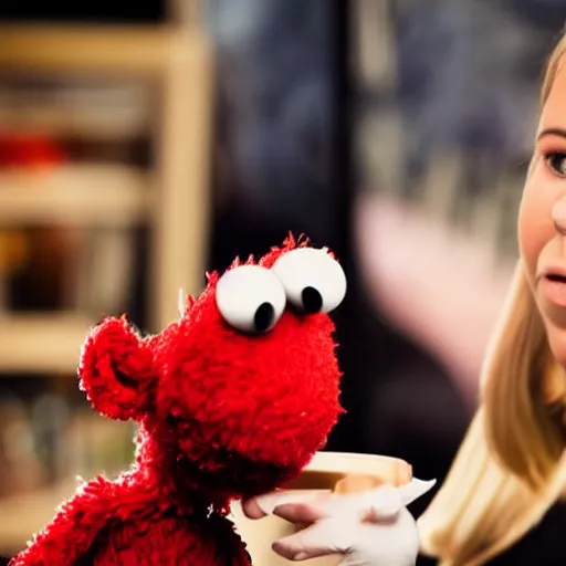 Prompt: person eating a muppet