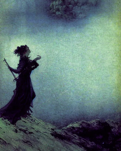 Prompt: a person conjuring!!! an image!!! from of noise!!!, by arthur rackham, maxfield parrish, and ivan aivazovsky, kodachrome colors, intricate, chaotic, fantasy realism, hopeful, 8 k render, volumetric lighting