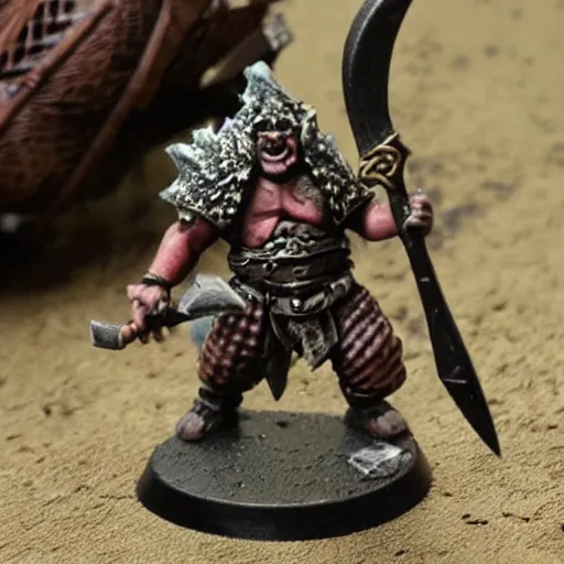 Image similar to warhammer fantasy axe wielding orc figurine