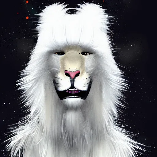 Image similar to portrait of a white panter with a very long fur and wizard hat, fantasy, trending on artstation, heroic pose, illustration, highly detailed, simple, 8k