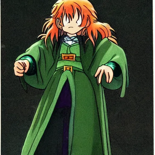 Image similar to pippin from the anime lord of the rings (1986), dark hair, green cape, studio ghibli, very detailed, realistic