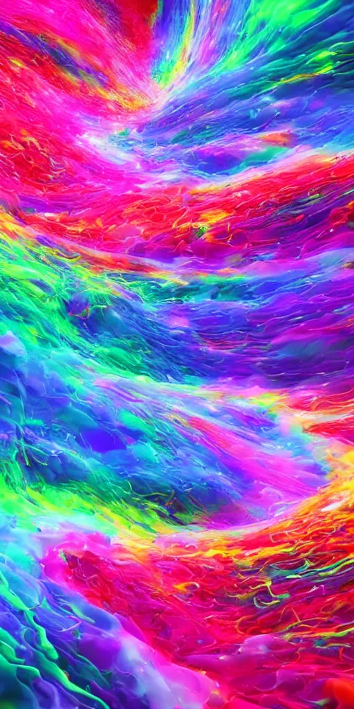 Prompt: a 3d fluid colorful particle wave from thousands of spheres trending on artstation infinite image