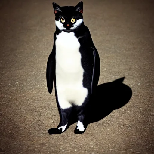 Image similar to a feline penguin - cat - hybrid, animal photography