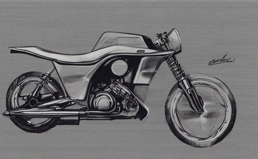 Prompt: 1 9 7 0 s yamaha sport motorcycle concept, sketch, art,