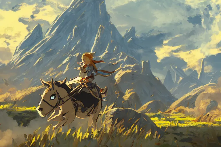 Prompt: the broken lambourghini zelda breath of the wild, in the style of studio ghibli and vicente segrelles, trending on artstation, back lighting tilt - shift cottagecore, abstract illusionism, movie poster, creature concept art, precisionism