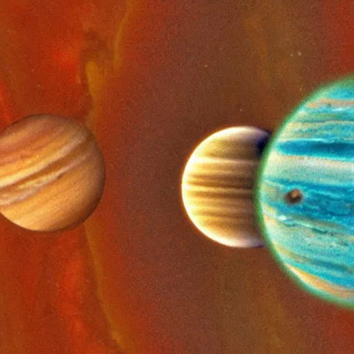 Prompt: planets under a microscope