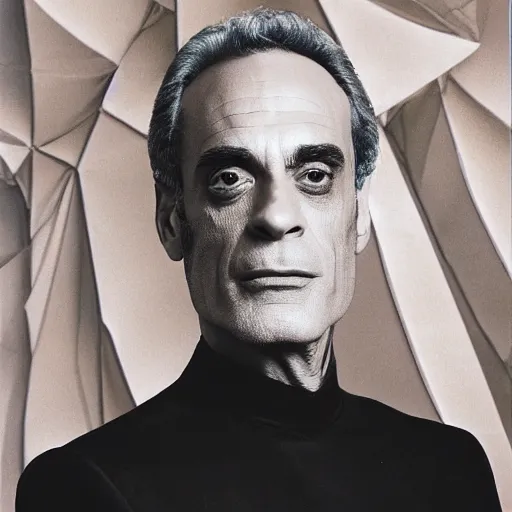 Image similar to a portrait of dr. julian bashir from star trek : deep space 9 with background scenery by juergen teller, iris van herpen