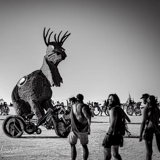 Image similar to award winning photography, magical encounter at burning man, leica 1 0 0 mm f 0. 8