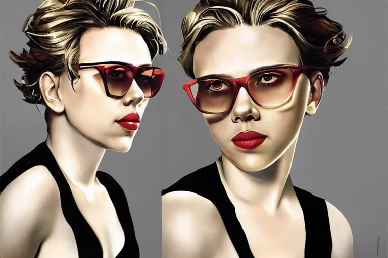 Prompt: Scarlett Johansson in sunglasses, photorealistic, portrait, artwork by Caravaggio