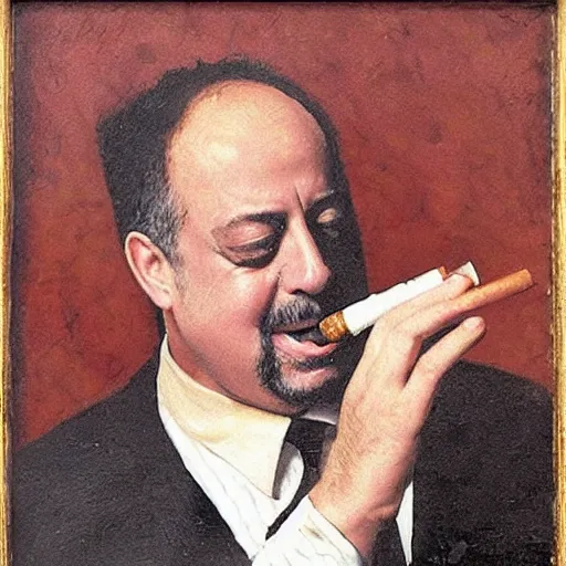 Image similar to billy joel smoking a cigarrete as a renaissance painting